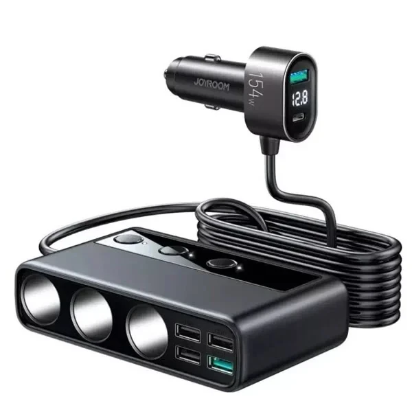 JR-CL06 154W Car cigarette lighter adapter with three sockets + 6 ports