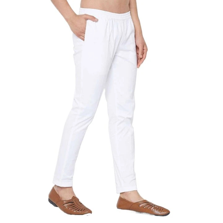 Cotton Narrow Fit Pajama for Men White Color